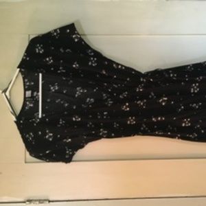 Black/Floral Knit Wrap Dress